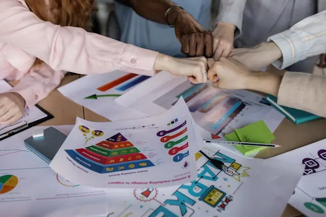 Team strategizing marketing funnel for SME customer journey